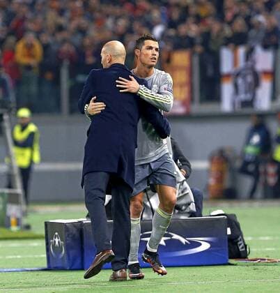 Fußball, Champions League, AS Rom - Real Madrid Rom 17 02 2016 - Champions League 2015 2016 AS Rom-Real Madrid . In this picture, Cristiano Ronaldo and Zinedine Zidane. xPABLOGARCIAx 