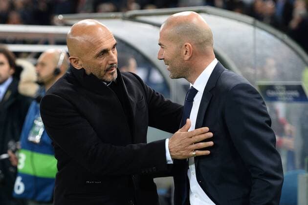 Fußball, Champions League, Zinedine Zidane, AS Rom - Real Madrid Rom, Champions League 2015 2015 AS Rom - Real Madrid Luciano Spalletti-Zinedine Zidane 