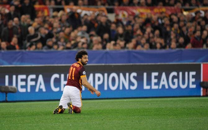 FuÃŸball, Champions League, AS Rom - Real Madrid 17.02.2016. Stadio Olimpico, Rome, Italy. UEFA Champions League, Round of 16 - first leg, AS Roma versus Real Madrid. Mohamed Salah dejeted as the game goes on xACTIVAxFOTOx  ActionPlus11708687
