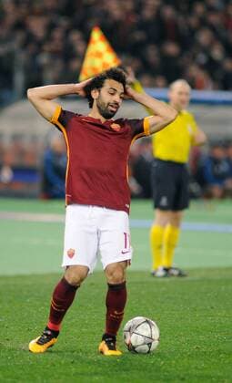 FuÃŸball, Champions League, AS Rom - Real Madrid 17.02.2016. Stadio Olimpico, Rome, Italy. UEFA Champions League, Round of 16 - first leg, AS Roma versus Real Madrid. Mohamed Salah dejeted as the game goes on xACTIVAxFOTOx  ActionPlus11708688