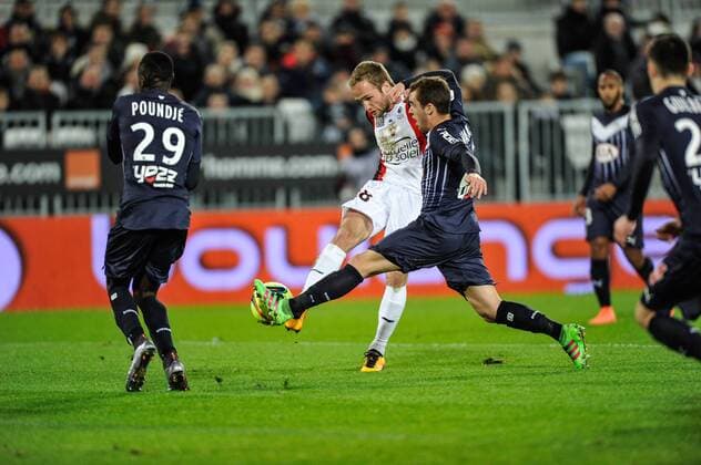 Fußball, Girondins Bordeaux - OGC Nizza Valere Germain (ogc) - Fussball Frankreich, Ligue 1, Girondins Bordeaux vs. OGC Nice - 19 02 2016 ThierryBreton Panoramic 