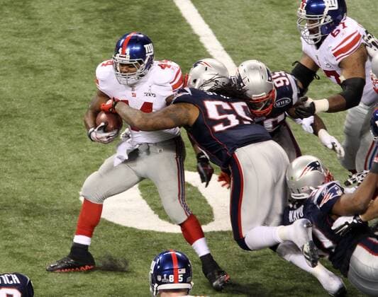 Feb. 5, 2012 - Indianapolis, IN, USA - New York Giants running back Ahmad Bradshaw 44 during Super Bowl XLVI. Super Bowl XLVI came down to the final seconds as the New York Giants beat the New England Patriots with a final score of 21-17 in Lucas Oil Stadium in Indianapolis, IN. Photo By Aaron Suozzi Super Bowl XLVI New York Giants vs. New England Patriots - ZUMAs102