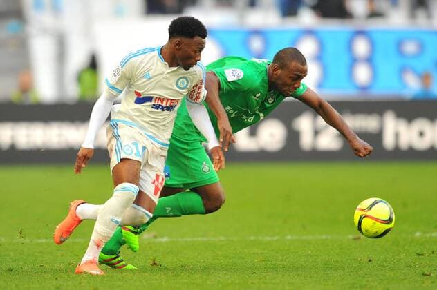 Fußball, Frankreich, Olympique Marseille - AS St. Etienne KEVIN THEOPHILE CATHERINE (asse) - GEORGES KEVIN NKOUDOU (om) FOOTBALL : Marseille vs Saint Etienne - Ligue 1 - 21 02 2016 FEP Panoramic 