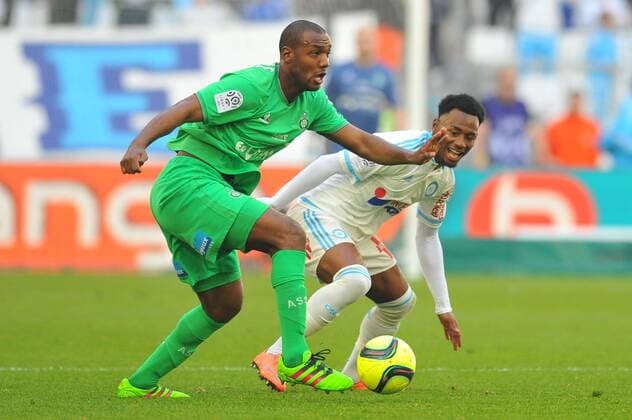 Fußball, Frankreich, Olympique Marseille - AS St. Etienne KEVIN THEOPHILE CATHERINE (asse) - GEORGES KEVIN NKOUDOU (om) FOOTBALL : Marseille vs Saint Etienne - Ligue 1 - 21 02 2016 FEP Panoramic 