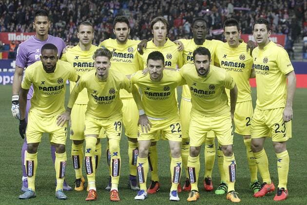 Villareal CF team photo with Alphonse Areola, Roberto Soldado, Victor Ruiz, Tomas Pina, Eric Bailly, Bruno Soriano, Daniele Bonera, Cedric Bakambu, Samu Castillejo, Antonio Rukavina and Mario Gaspar during La Liga match. February 21,2016. (2016022102)