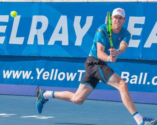 Feb. 21, 2016 - Delray Beach, Florida, US - SAM QUERREY in action on court. He won the singles final title over RAJEEV RAM 6-4, 7-6(6) at the ATP Tennis Herren World Tour Delray Beach Open in Delray Beach, Florida. Querrey Wins ATP Delray Beach Open Singles Final - ZUMAd84_