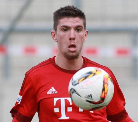 Steeven Ribery ( (FC Bayern II) am Ball Fussball Regionalliga Bayern Grünwalderstadion 21.02.2016 FC Bayern II - SpVgg Oberfranken Bayreuth