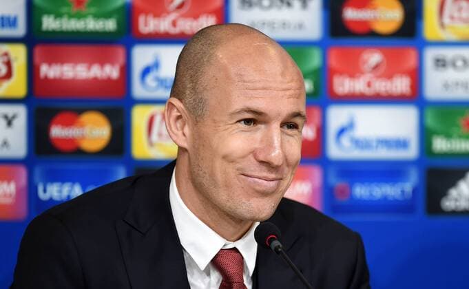 FUSSBALL CHAMPIONS LEAGUE SAISON 2015 2016 ACHTELFINAL HINSPIEL Juventus Turin - FC Bayern Muenchen 22.02.2016 Pressekonferenz FC Bayern Muenchen; Arjen Robben 