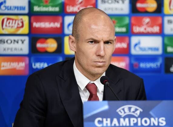 FUSSBALL CHAMPIONS LEAGUE SAISON 2015 2016 ACHTELFINAL HINSPIEL Juventus Turin - FC Bayern Muenchen 22.02.2016 Pressekonferenz FC Bayern Muenchen; Arjen Robben 