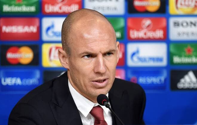 FUSSBALL CHAMPIONS LEAGUE SAISON 2015 2016 ACHTELFINAL HINSPIEL Juventus Turin - FC Bayern Muenchen 22.02.2016 Pressekonferenz FC Bayern Muenchen; Arjen Robben 