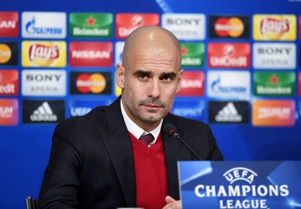 FUSSBALL CHAMPIONS LEAGUE SAISON 2015 2016 ACHTELFINAL HINSPIEL Juventus Turin - FC Bayern Muenchen 22.02.2016 Pressekonferenz FC Bayern Muenchen; Trainer Pep Guardiola 