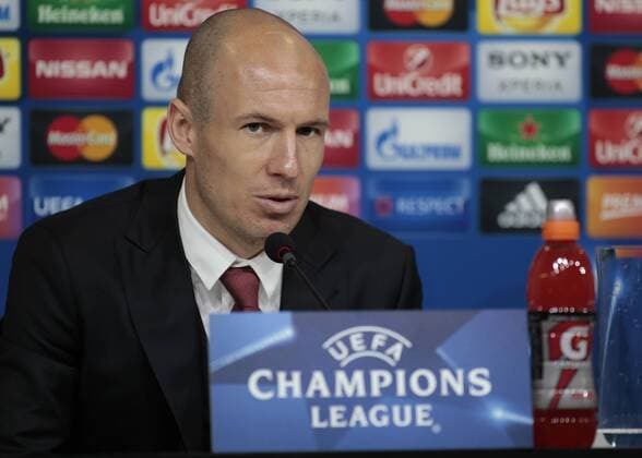 Feb. 22, 2016 - Turin, Italy - Arjen Robben (10) during the press conference PK Pressekonferenz on the eve of the Champions League match between Juventus FC and FC Bayern Mnchen at the Juventus Stadium in Turin, February 22, 2016. Juventus Vs Bayern Monaco - Press Conference  - ZUMAn230