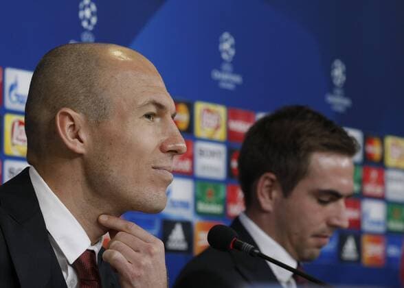 Feb. 22, 2016 - Turin, Italy - Arjen Robben (10) during the press conference PK Pressekonferenz on the eve of the Champions League match between Juventus FC and FC Bayern Mnchen at the Juventus Stadium in Turin, February 22, 2016. Juventus Vs Bayern Monaco - Press Conference  - ZUMAn230
