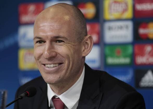 Feb. 22, 2016 - Turin, Italy - Arjen Robben (10) during the press conference PK Pressekonferenz on the eve of the Champions League match between Juventus FC and FC Bayern Mnchen at the Juventus Stadium in Turin, February 22, 2016. Juventus Vs Bayern Monaco - Press Conference  - ZUMAn230