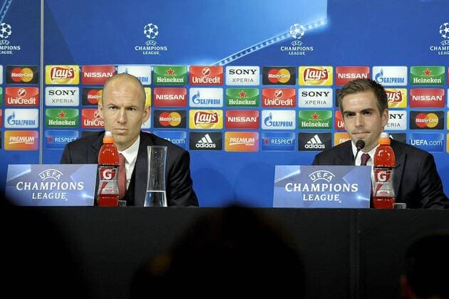 Arjen Robben e Philipp Lahm, Torino 22-02-2016, Football Calcio 2015 2016, PK Pressekonferenz Bayern München Champions League, Foto FilippoxAlfero Insidefoto alferoxfilippo