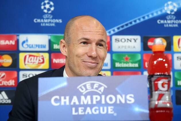 Turin Arjen Robben (FC Bayern Muenchen), Pressekonferenz, Juventus FC vs.FC Bayern Muenchen, Fussball, Champions League Achtelfinale, 22.02.2016, Copyright: Langer Eibner-Pressefoto EP_HLR