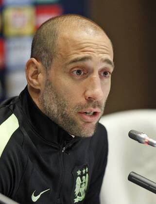 Feb. 23, 2016 - Kiev, Ukraine - Manchester City s player Pablo Zabaleta during a press conference PK Pressekonferenz at Olimpiyskiy stadium,in Kiev,Ukraine,23 February,2016. Manchester City will face Dynamo Kyiv in the UEFA Champions League round of 16 football match,on 24 February,2016. FC Manchester City Press Conference and Training Session  - ZUMAn230