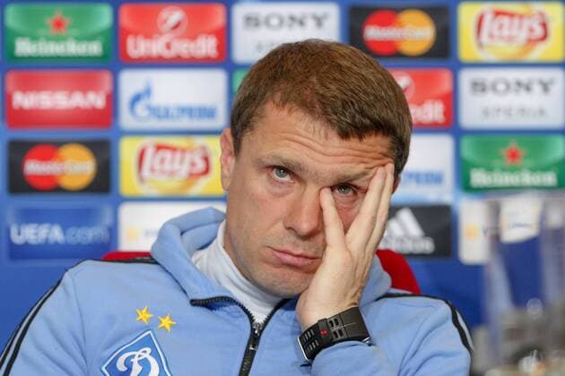 Feb. 23, 2016 - Kiev, ukraine - A retired Ukrainian football forward turned midfielder, who is currently managing the Ukrainian club FC Dynamo Kyiv Serhiy Rebrov is seen during a press conference PK Pressekonferenz at the training camp of the team, in Kiev, Ukraine, 23 February, 2016. FC Dynamo Kyiv will face Manchester City in the UEFA Champions League round of 16 football match,on 24 February,2016. FC Dynamo Kyiv manager Serhii Rebrov press conference  - ZUMAn230
