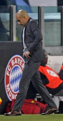 23.02.2016, Fussball Championsleague 2015 2016, Achtelfinale, Juventus Turin - FC Bayern München, in der Juventus Arena, Turin (Italien). Trainer Pep Guardiola (FC Bayern München) unzufrieden. 