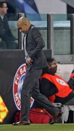 23.02.2016, Fussball Championsleague 2015 2016, Achtelfinale, Juventus Turin - FC Bayern München, in der Juventus Arena, Turin (Italien). Trainer Pep Guardiola (FC Bayern München) unzufrieden. 