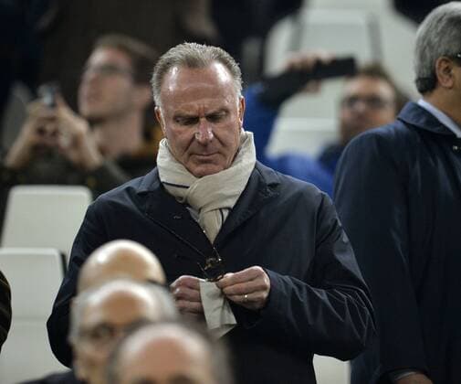 23.02.2016, Fussball Championsleague 2015 2016, Achtelfinale, Juventus Turin - FC Bayern München, in der Juventus Arena, Turin (Italien). Vorstandsvorsitzender Karl-Heinz Rummenigge (FC Bayern München) unzufrieden. 