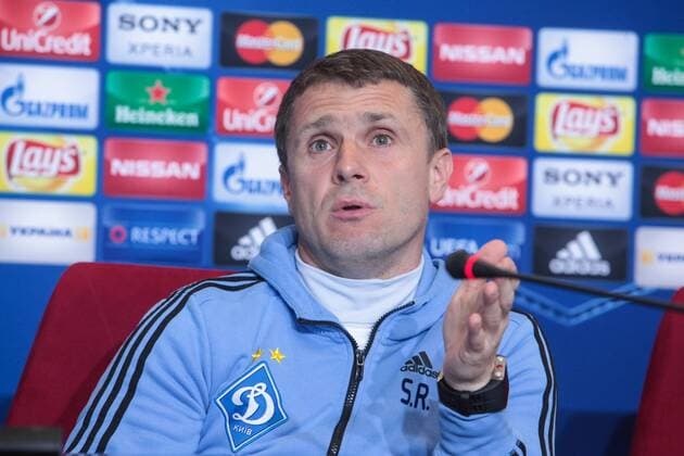 Feb. 23, 2016 - Kiev, Ukraine - The coach of FC Dynamo (Kiev) Serhii Rebrov during a press conference PK Pressekonferenz before the match 1 8 finals of the Champions League between FC Dynamo (Kiev, Ukraine) and FC Manchester City (Manchester, England) in Kiev. Soccer 2016 - FC Dynamo vs Manchester City - ZUMAp133