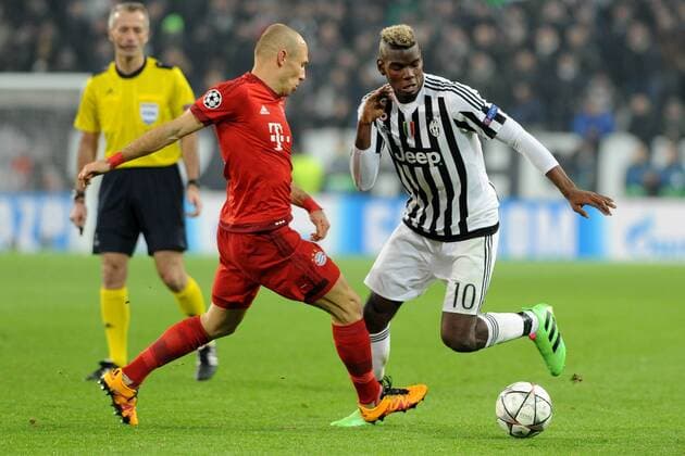 Football - soccer: UEFA Champions League, Juventus Turin - FC Bayern München, arjen robben, paul pogba xHOCHxZWEIx xItalyxPhotoxPressx 