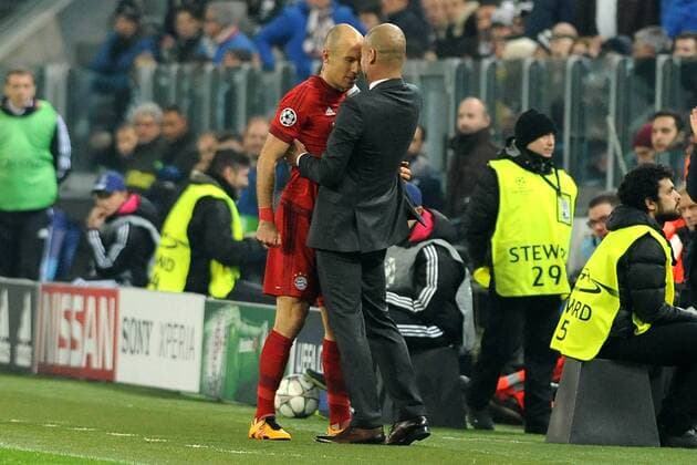 Football - soccer: UEFA Champions League, Juventus Turin - FC Bayern München, arjen robben, josep pep guardiola xHOCHxZWEIx xItalyxPhotoxPressx 