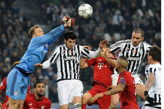 Football - soccer: UEFA Champions League, Juventus Turin - FC Bayern München, manuel neuer, Alvaro morata, Leonardo Bonucci xHOCHxZWEIx xItalyxPhotoxPressx 