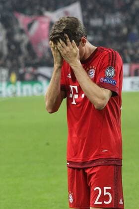 Turin Thomas Mueller (FC Bayern Muenchen) nach dem 2:2, Juventus FC vs.FC Bayern Muenchen, Fussball, Champions League Achtelfinale, 23.02.2016, Copyright: Langer Eibner-Pressefoto EP_HLR