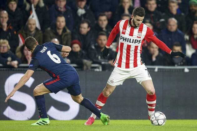 during the UEFA Champions League Round of 16, First leg match between PSV Eindhoven and Atletico Madrid on February 24, 2016 at the Philips stadium in Eindhoven, The Netherlands. PSV v Atletico Madrid UEFA Champions League 2015 2016 xVIxxIVx 5036869