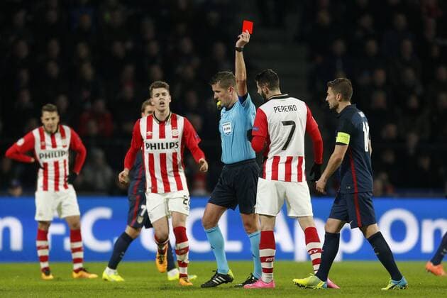 Gaston Pereiro of PSV (CR) during the UEFA Champions League Round of 16, First leg match between PSV Eindhoven and Atletico Madrid on February 24, 2016 at the Philips stadium in Eindhoven, The Netherlands. PSV v Atletico Madrid UEFA Champions League 2015 2016 xVIxJeroenxPutmansxIVx 5037533