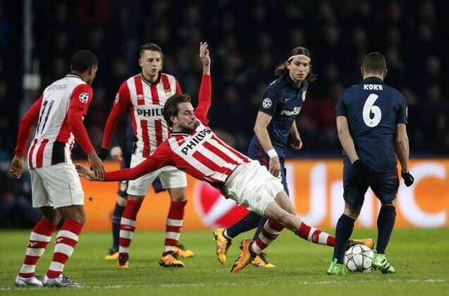 during the UEFA Champions League Round of 16, First leg match between PSV Eindhoven and Atletico Madrid on February 24, 2016 at the Philips stadium in Eindhoven, The Netherlands. PSV v Atletico Madrid UEFA Champions League 2015 2016 xVIxJeroenxPutmansxIVx 5037535