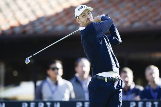 25.02.2016. Perth, Australia. ISPS HANDA Perth International Golf. Rhys Davies (WAL) hits his first shot for the tournament on tee 1 day 1. xActionxPlusxOperationsx  ActionPlus11710795