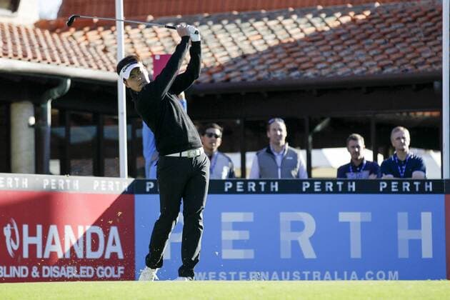 25.02.2016. Perth, Australia. ISPS HANDA Perth International Golf. Daniel Im (USA) hits his first shot for the tournament on tee 1 day 1. xActionxPlusxOperationsx  ActionPlus11710822