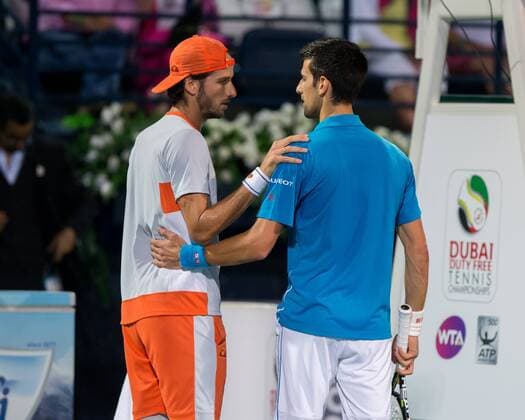 Feliciano Lopez (ESP) troested Novak Djokovic nach dessen Aufgabe,Emotion, Tennis - Dubai Duty Free Tennis Championships - ATP Tennis Herren - - Dubai - - United Arab Emirates - 25 February 2016. Â