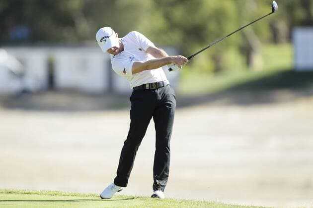 27.02.2016. Perth, Australia. ISPS HANDA Perth International Golf. Stuart Manley (WAL) plays his second shot after hitting his first one out of bounds on the third tee during day 3. xDavidxWoodleyx  ActionPlus11711530