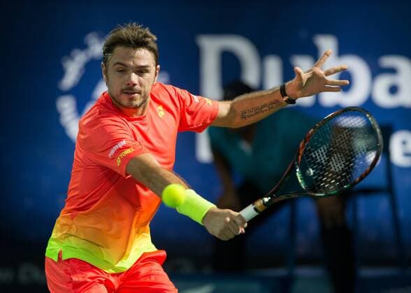 Stan Stanislas Wawrinka (SUI), Tattoo, Tennis - Dubai Duty Free Tennis Championships - ATP Tennis Herren - - Dubai - - United Arab Emirates - 27 February 2016.