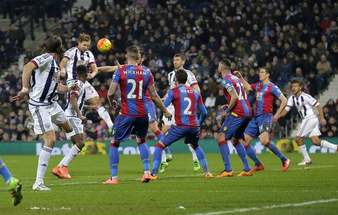 Craig Dawson scores the second goal of the game for West Bromwich Albion - Football - Barclays Premier League - West Bromwich Albion vs Crystal Palace - The Hawthorns West Bromwich - Season 2015 2016 - 27th February 2016 - Photo Malcolm Couzens Sportimage EDITORIAL USE ONLY. No use with unauthorised audio, video, data, fixture lists, club league logos or live services. Online in-match use limited to 120 images, no video emulation. No use in betting, games or single club league player publications.