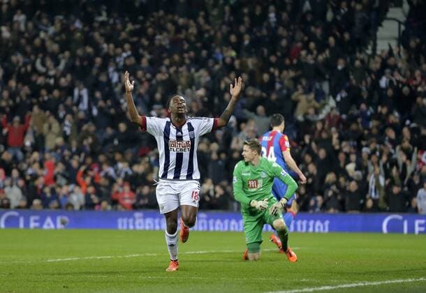 Saido Berahino celebrates scoring the third goal of the game for West Bromwich Albion - Football - Barclays Premier League - West Bromwich Albion vs Crystal Palace - The Hawthorns West Bromwich - Season 2015 2016 - 27th February 2016 - Photo Malcolm Couzens Sportimage EDITORIAL USE ONLY. No use with unauthorised audio, video, data, fixture lists, club league logos or live services. Online in-match use limited to 120 images, no video emulation. No use in betting, games or single club league player publications.