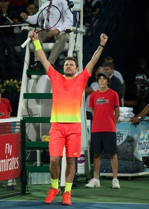Stan Stanislas Wawrinka (SUI) jubelt nach seinem Sieg,Jubel,Emotion Tennis - Dubai Duty Free Tennis Championships - ATP Tennis Herren - - Dubai - - United Arab Emirates - 27 February 2016. Â