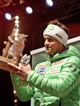 ALPINE SKIING - FIS WC Hinterstoder HINTERSTODER,AUSTRIA,27.FEB.16 - ALPINE SKIING - FIS World Cup, Super G, men. Image shows Bostjan Kline (SLO). Keywords: Stoeckli, award ceremony. GEPAxpictures xM.xOberlaender