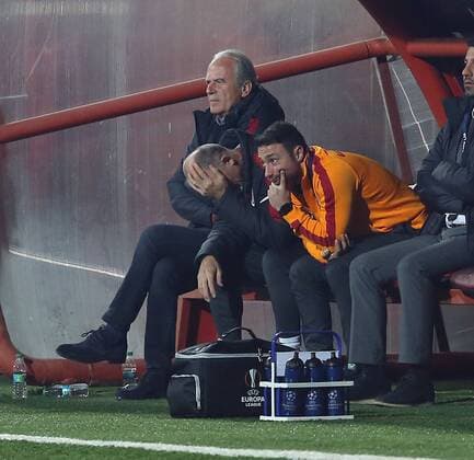 Turkey Spor Toto Superlig soccer match between Gaziantepspor and Galatasaray at Kamil Ocak Stadium in Gaziantep on February 28 , 2016. Final Score : Gaziantepspor 2 - Galatasaray 0 Pictured: Coach Mustafa Denizli and Co Trainer Claudio Taffarel of Galatasaray. 