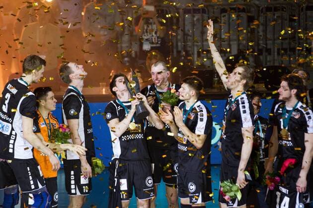 Mannheim Jubel Berlin; Volleyball DVV-Pokalfinale 2016, SAP-Arena, Mannheim Deutschland, 20160228; Finale Herren: TV Ingersoll Buehl vs Berlin Recycling Volleys Copyright: Wuechner Eibner-Pressefoto EP_NWR