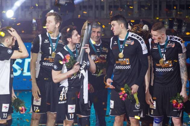 Mannheim Jubel Berlin; Volleyball DVV-Pokalfinale 2016, SAP-Arena, Mannheim Deutschland, 20160228; Finale Herren: TV Ingersoll Buehl vs Berlin Recycling Volleys Copyright: Wuechner Eibner-Pressefoto EP_NWR
