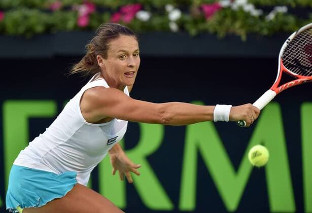 German Tatjana Maria returns the ball to Croatian Mirjana Lucic during a match in the first day of the Monterrey Open in Mexico, on 29 February 2016. Monterrey Open !ACHTUNG: NUR REDAKTIONELLE NUTZUNG!  MEX01 20160301-635923937712938175