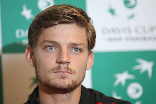 Belgian David Goffin pictured during a press conference PK Pressekonferenz of the Belgian team on the Davis Cup first round World Group meeting between Belgium and Croatia, Tuesday 01 March 2016, in Liege. The first round will be played from 04 to 06 March 2016 in Liege. BRUNOxFAHY  x04802516x