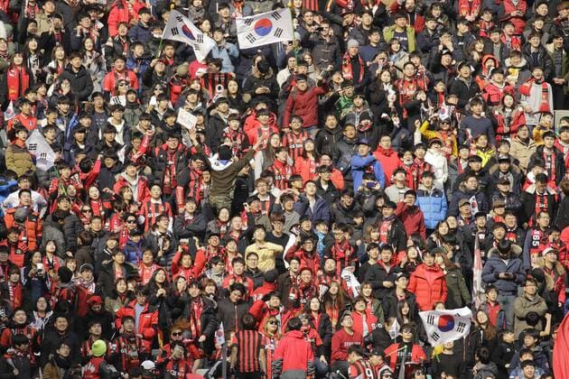 March 1, 2016 - Seoul, South Korea - FC Seoul fans cheer up their players during an ACL FC Seoul v Sanfrecce Hiroshima match at Seoul World Cup Stadium in South Korea. Match won the FC Seoul, Score 4-1. ACL-FC Seoul v Sanfrecce Hiroshima-Seoul - ZUMAs168