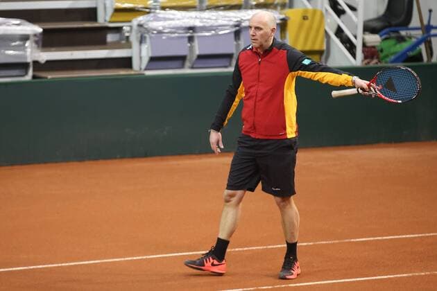 Davis Cup captain Johan Van Herck pictured after a press conference PK Pressekonferenz of the Belgian team on the Davis Cup first round World Group meeting between Belgium and Croatia, Tuesday 01 March 2016, in Liege. The first round will be played from 04 to 06 March 2016 in Liege. BRUNOxFAHY  x04802700x