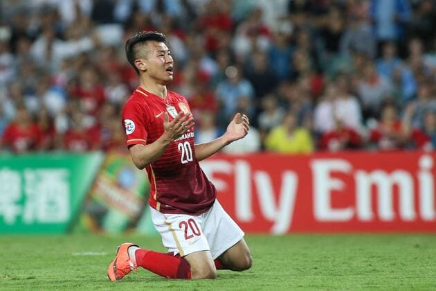 SYDNEY, AUSTRALIA - MARCH 02: (CHINA OUT) Yu Hanchao 20 of Guangzhou Evergrande reacts after missing a goal opportunity during the AFC Champions League Group H match between Sydney FC and Guangzhou Evergrande at Allianz Stadium on March 2, 2016 in Sydney, Australia.  CFP58480509734 